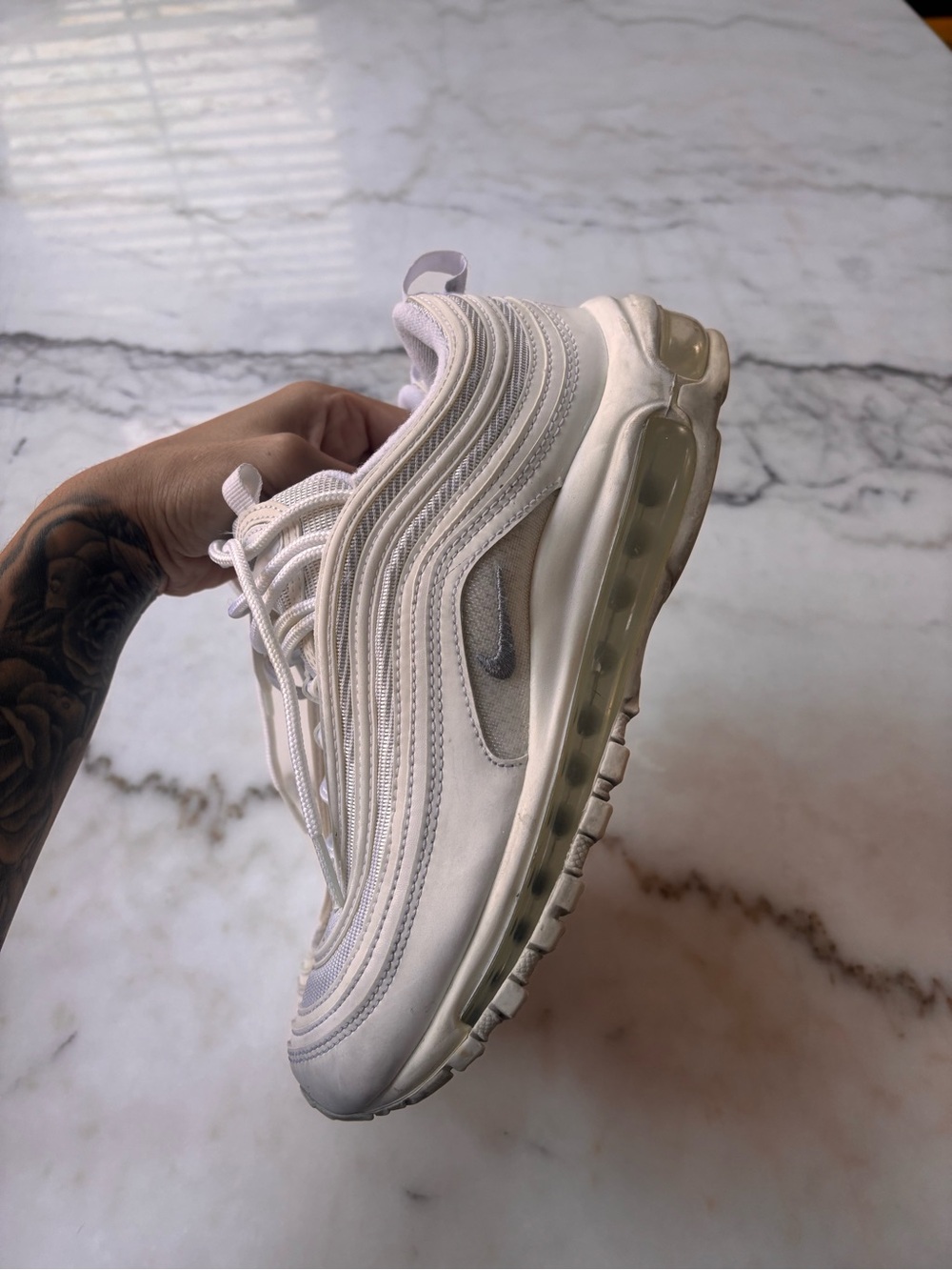 Nike Air Max 97 in White with Light Gray Swoosh